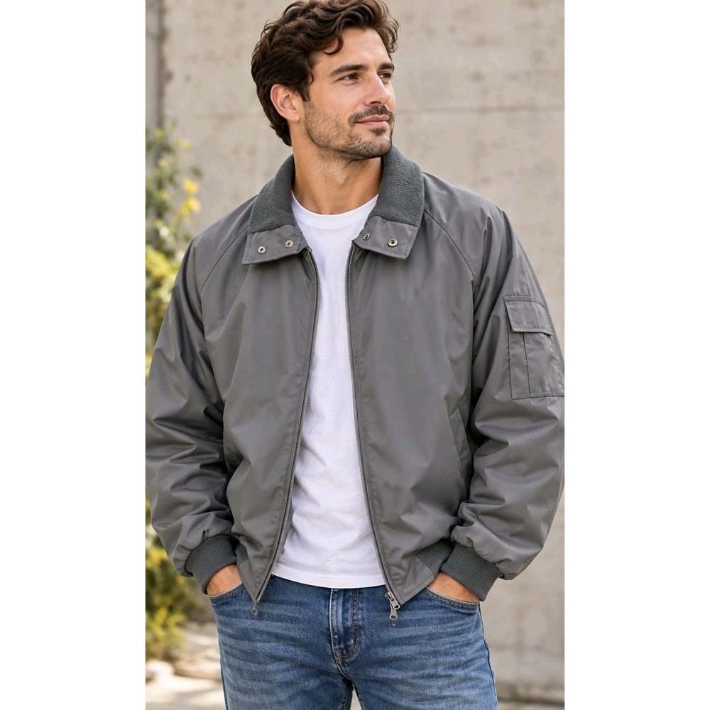 Rare Haband Men's Grey Rain Quilted Jacket Overcoat XXL Vtg Gorpcore Minimalist